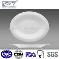 Oval shaped big serving porcelain food plate with wave line